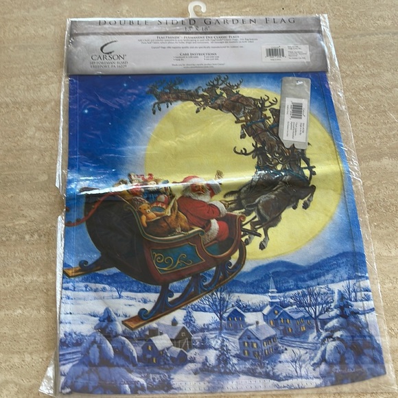 Christmas flag Double Sided Santa with Gifts in Sleigh Flag Winter Wonderland - Picture 6 of 9